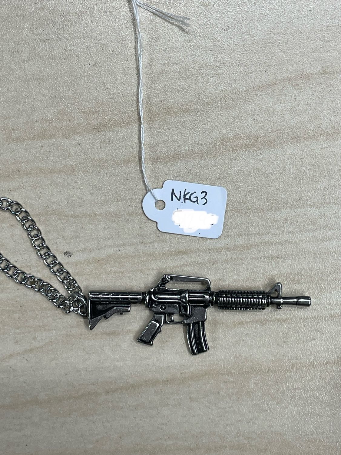 Shiny Silver AK47 Necklace