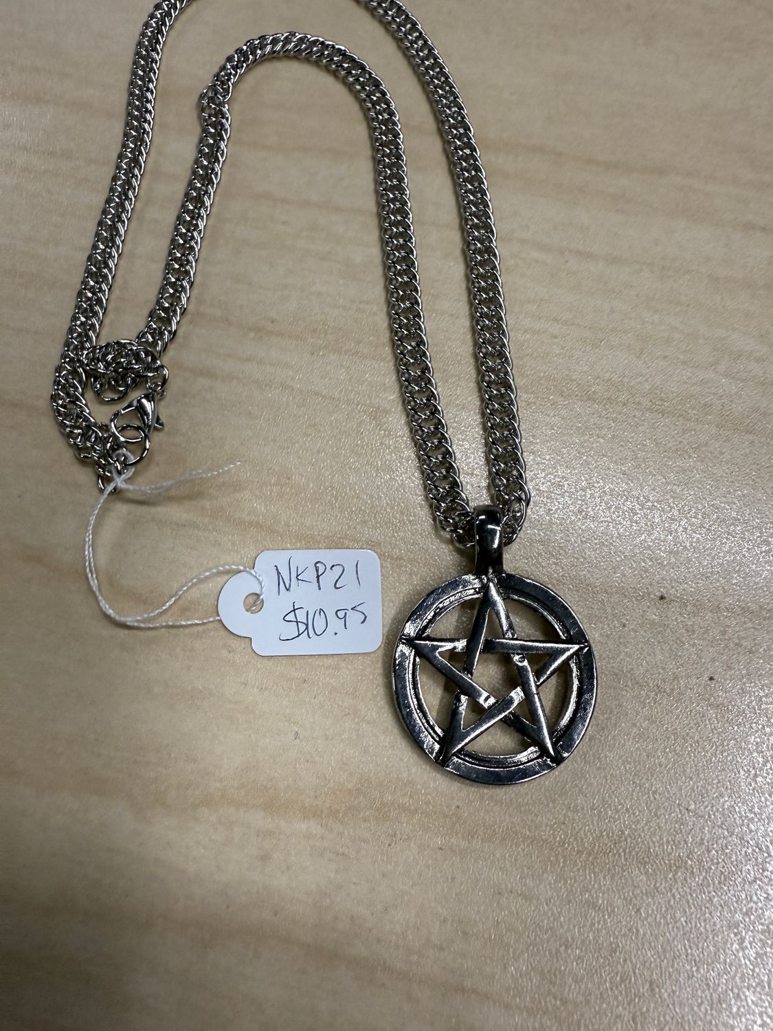3D Pentagram Circle Pendant Necklace
