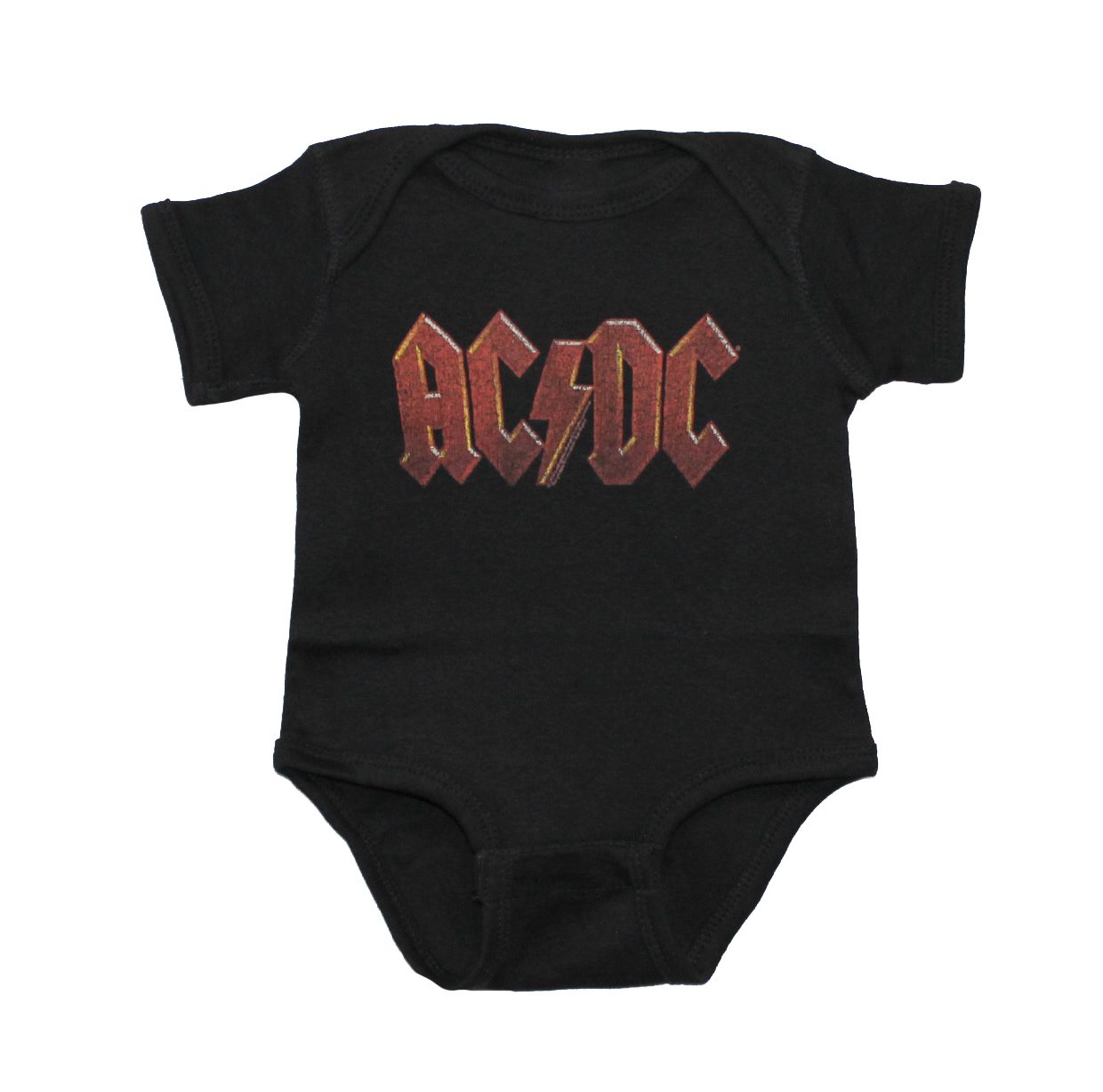 AC/DC Red Logo Distress Onesie - Black