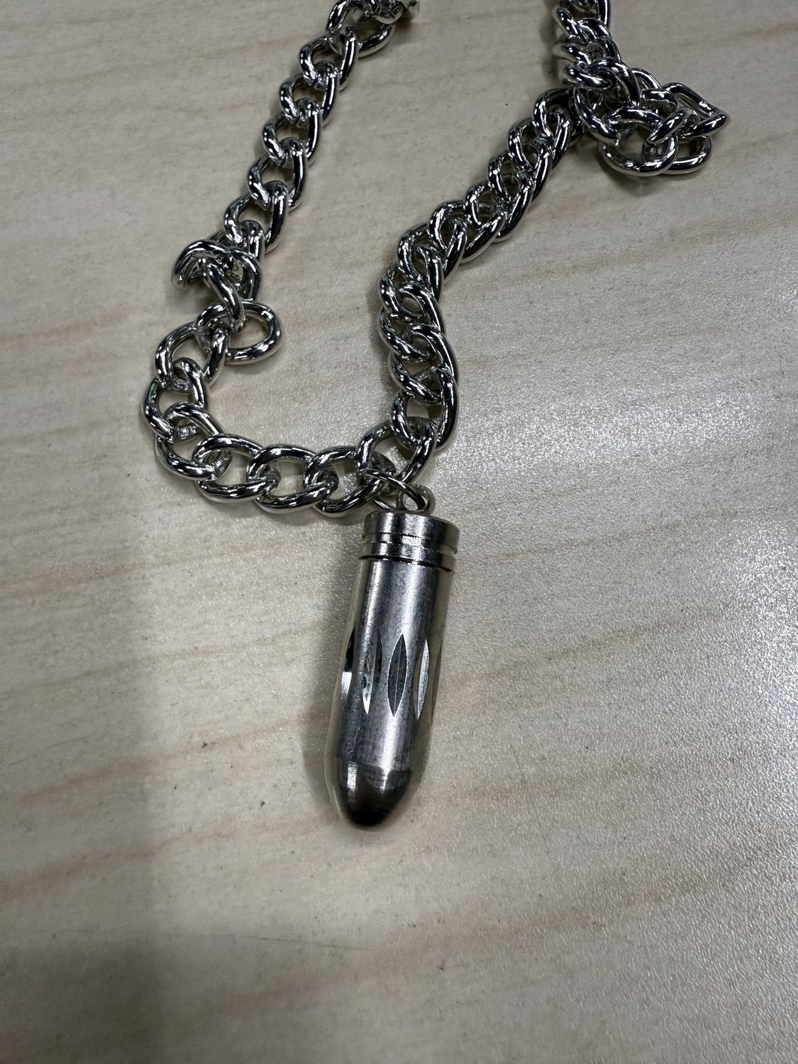 Large Magnum Bullet Capsule Pendant Chain Necklace