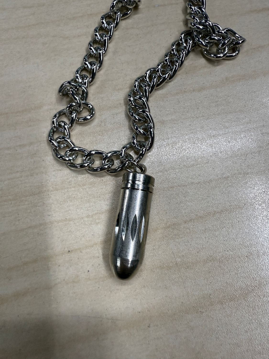 Large Magnum Bullet Capsule Pendant Chain Necklace