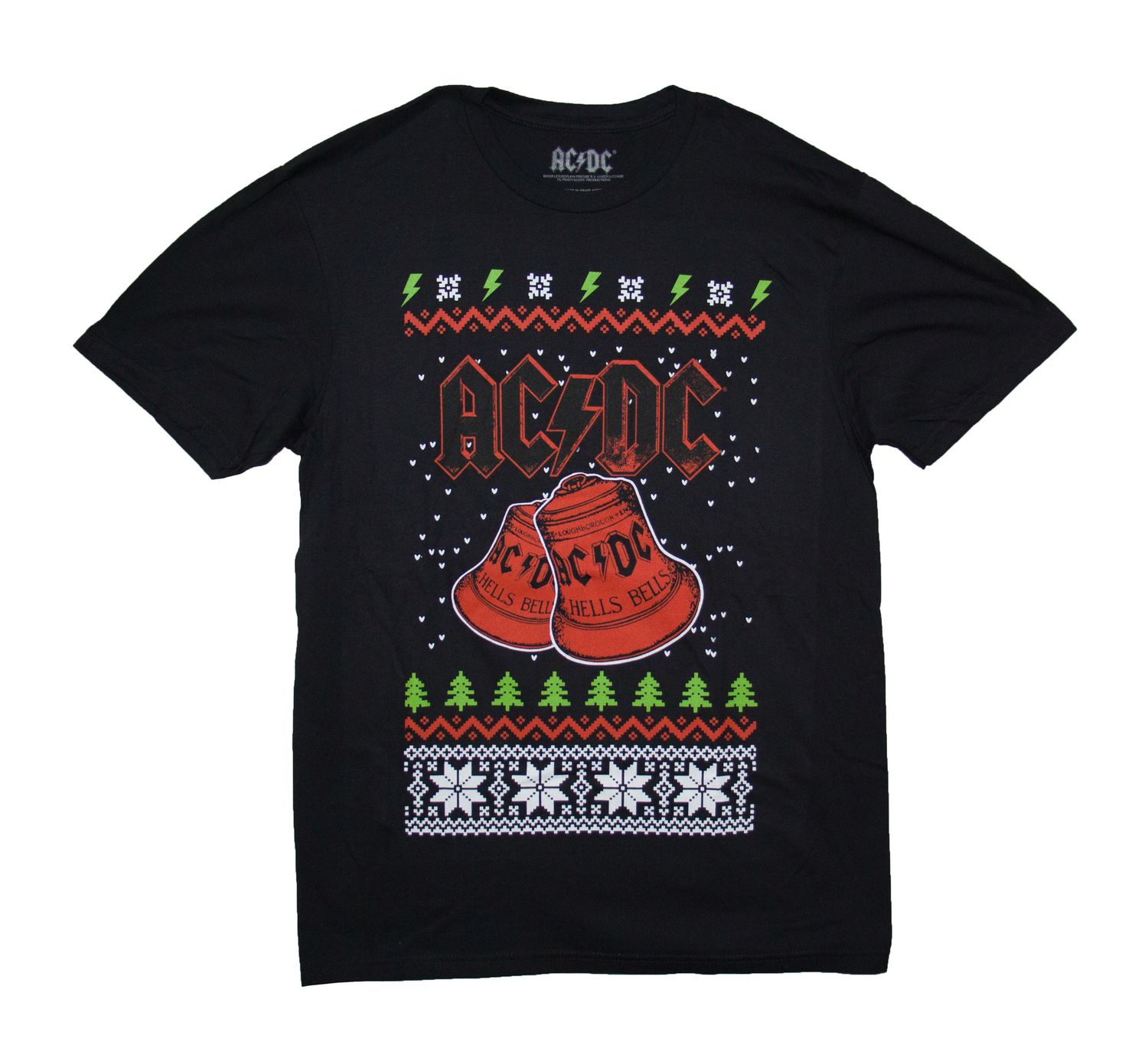 AC/DC Ugly Xmas Sweater Tee - BLK