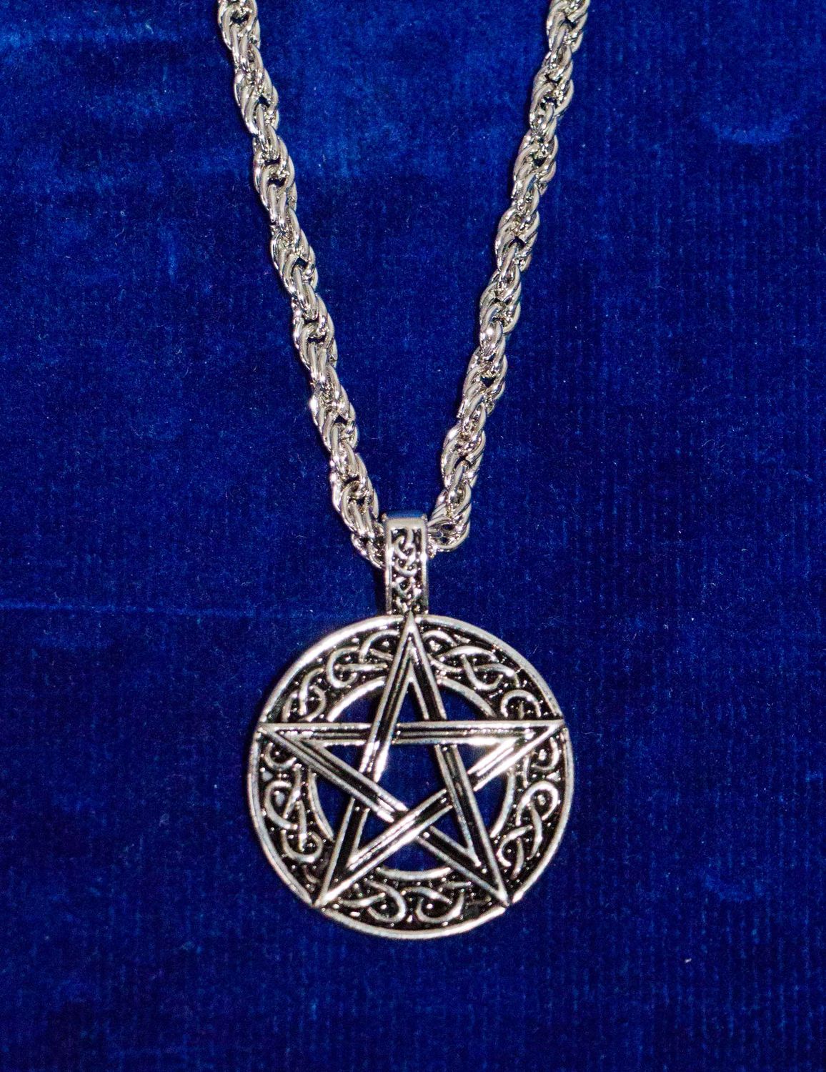 Pentagram Within Celtic Ring Pendant Necklace
