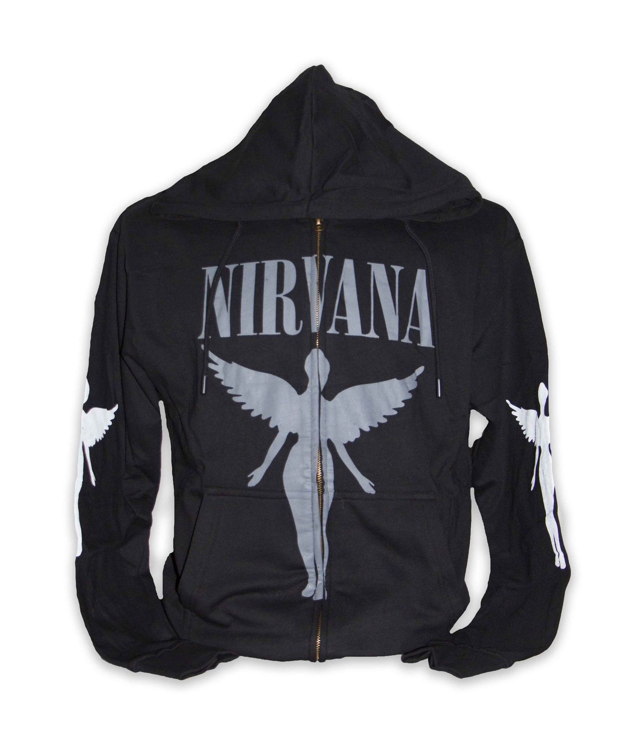 Nirvana In Utero Mono Grey Zip-Up Hoodie - BLK