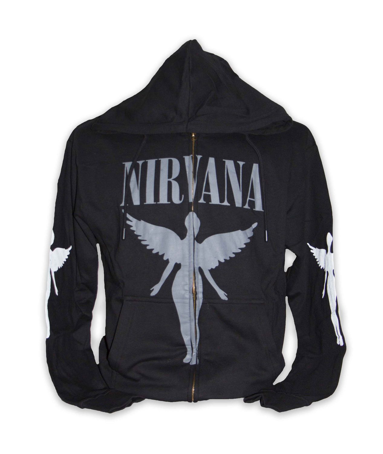 Nirvana In Utero Mono Grey Zip-Up Hoodie - BLK