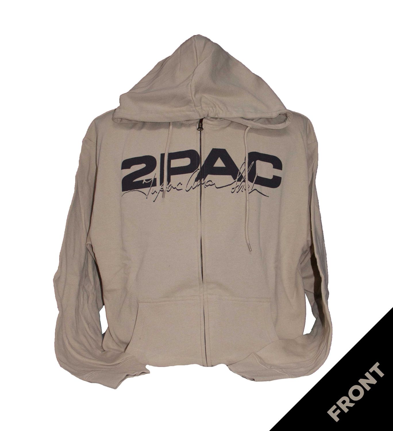 Tupac - Portait Zipper Hoodie - TAN
