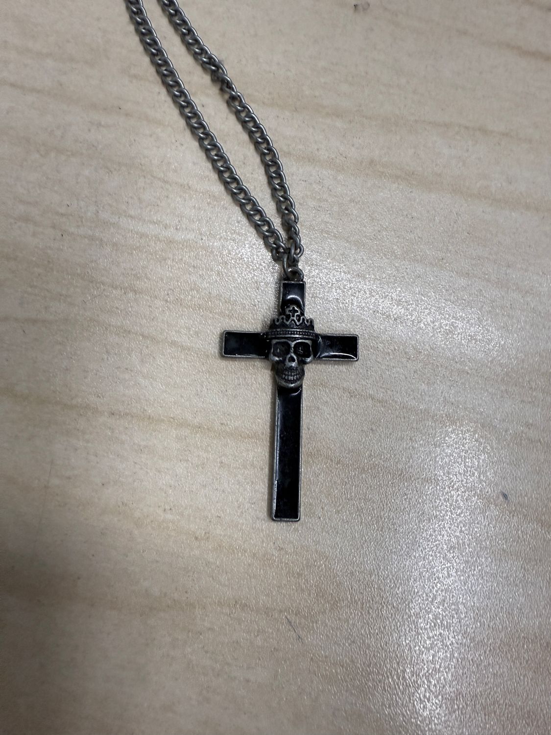 Crown Skull Crucifix Pendant Necklace