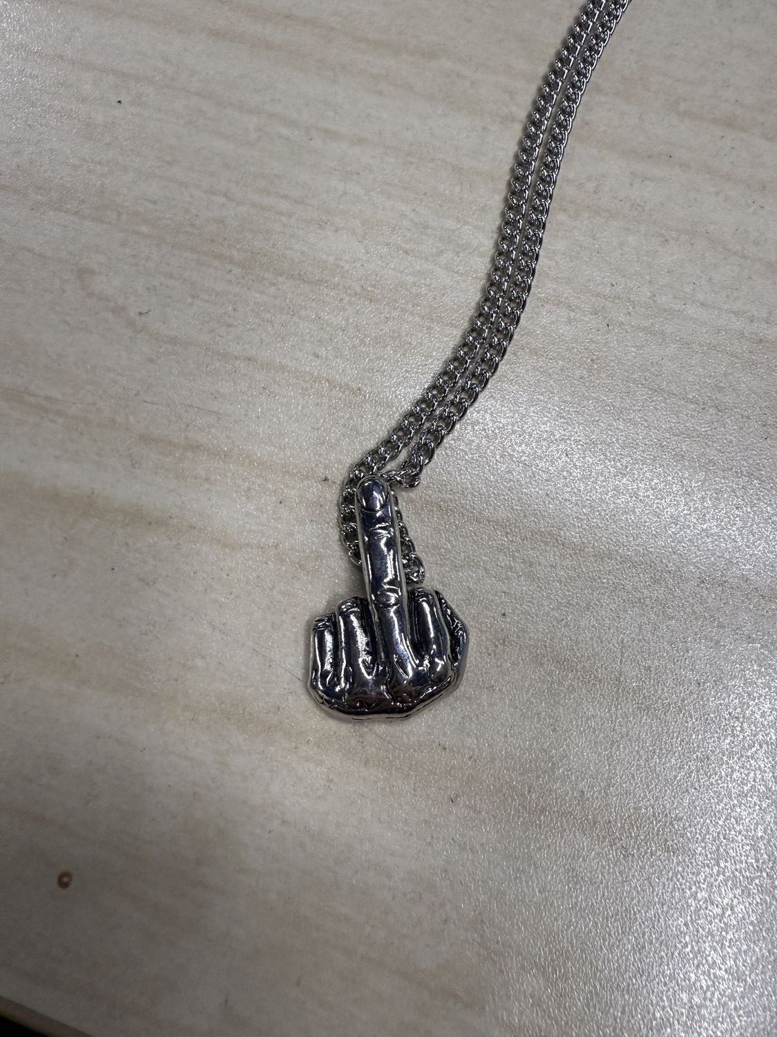 Middle Finger Pendant Necklace