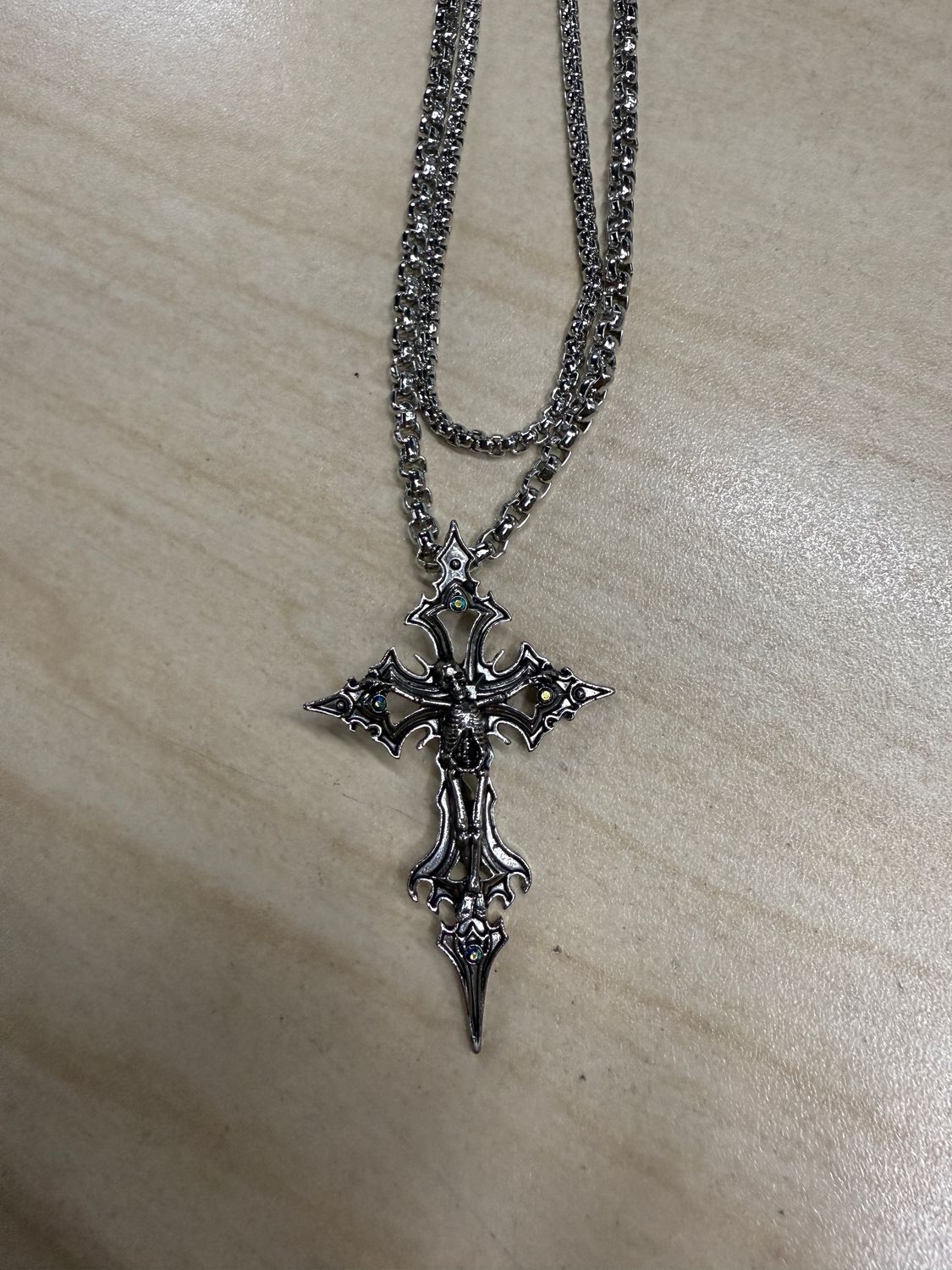 Gothic Skeleton Crucific 2PC Pendant Necklace