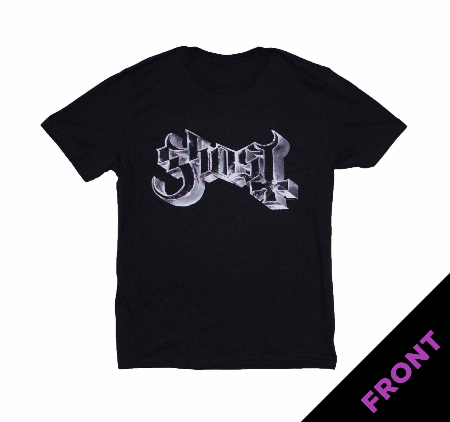 Ghost Metal Logo &amp; Purple Crucifix - BLK