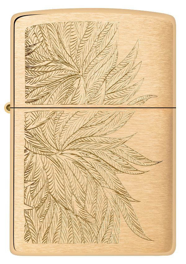 Gold Engraved Cannabis Leaves Zippo 46826
