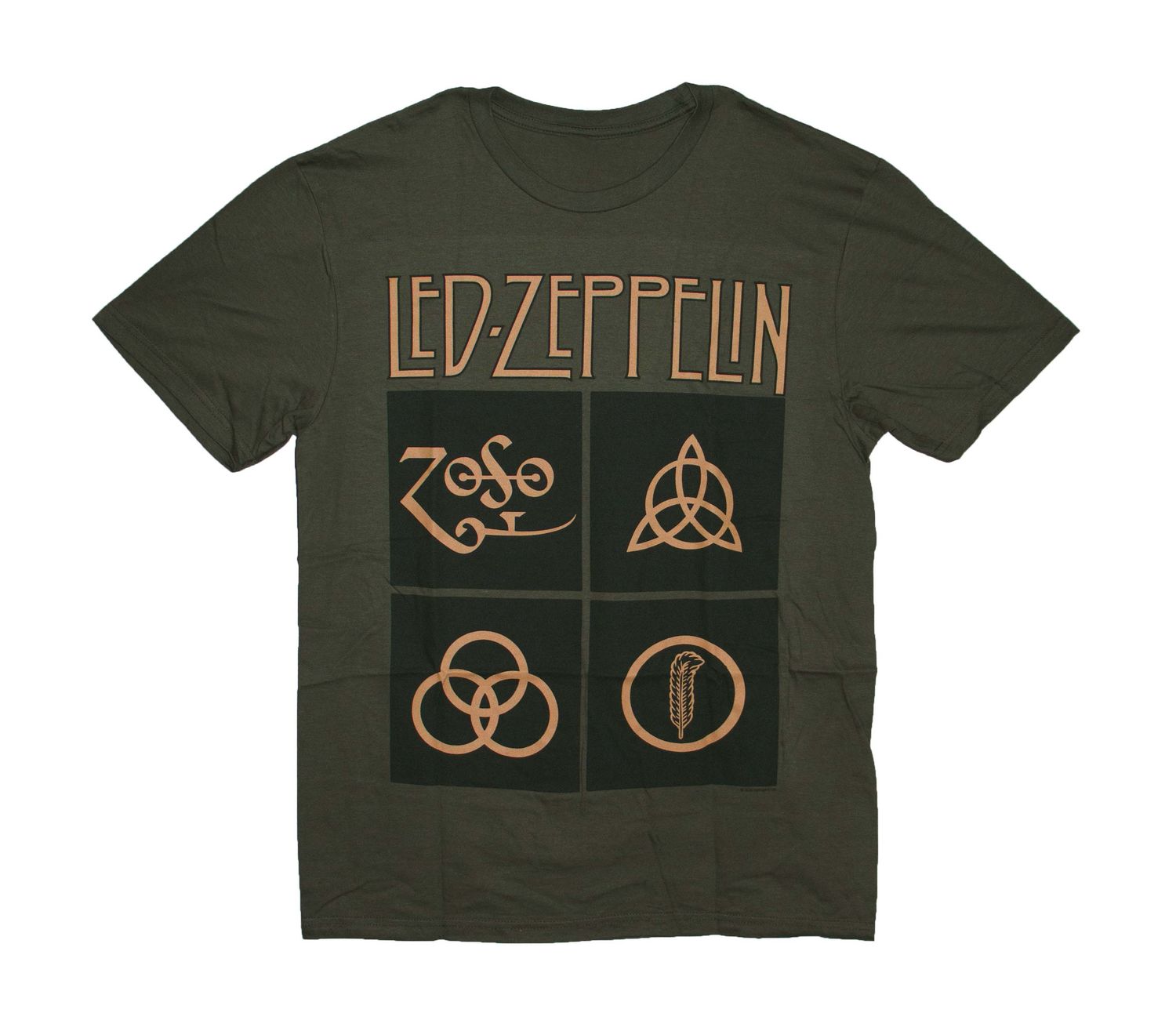 Led Zeppelin Gold Symbols In Squares - GREEN