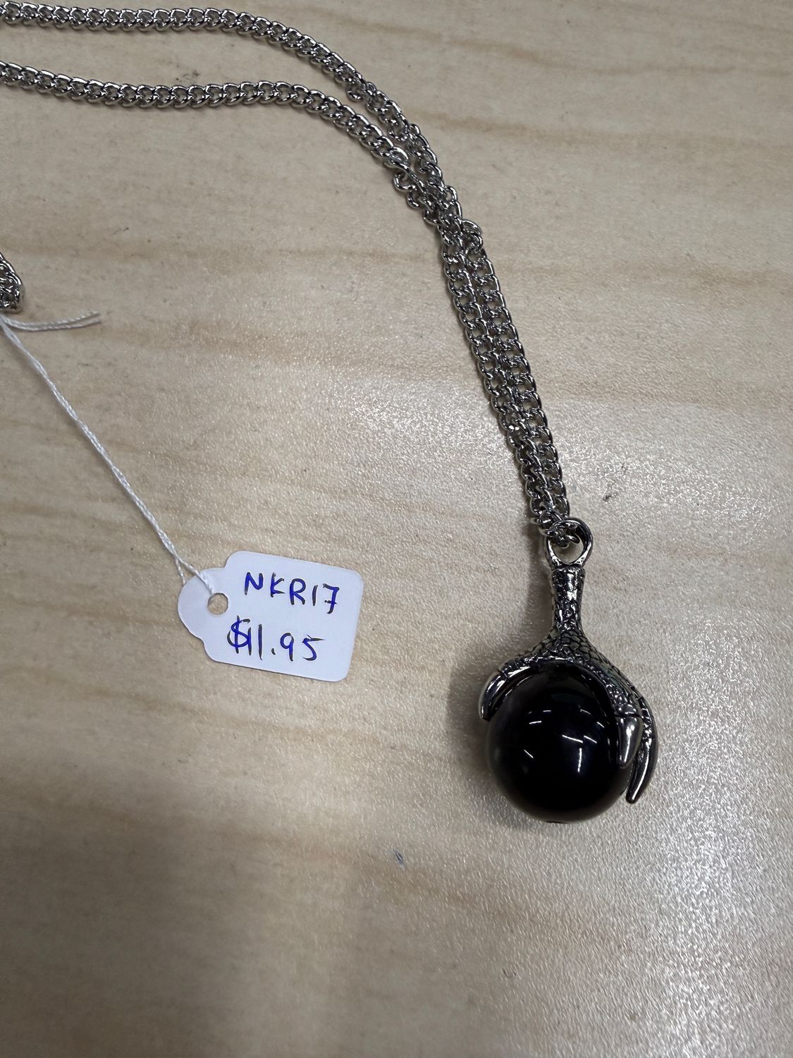 Claw / Talon Clutching Black Orb Pendant Necklace