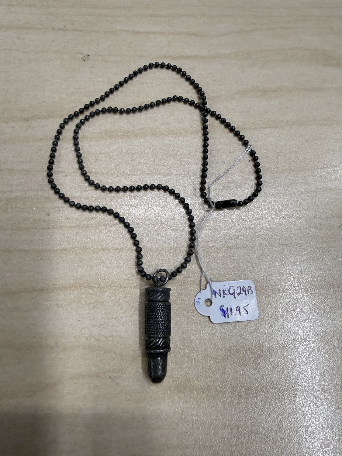 Textured Bullet Pendant Necklace