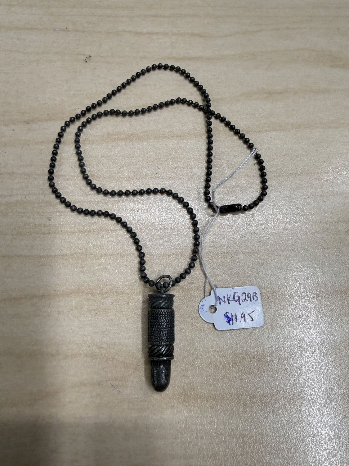 Textured Bullet Pendant Necklace