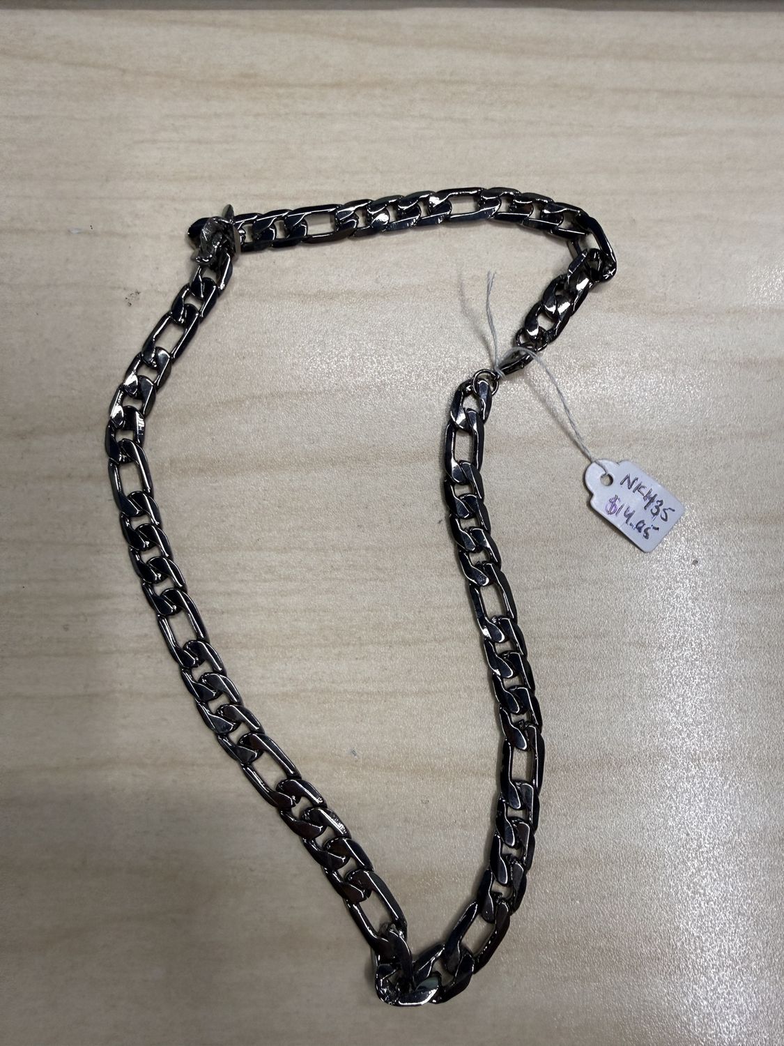 Dark Silver Flat Chain Necklace