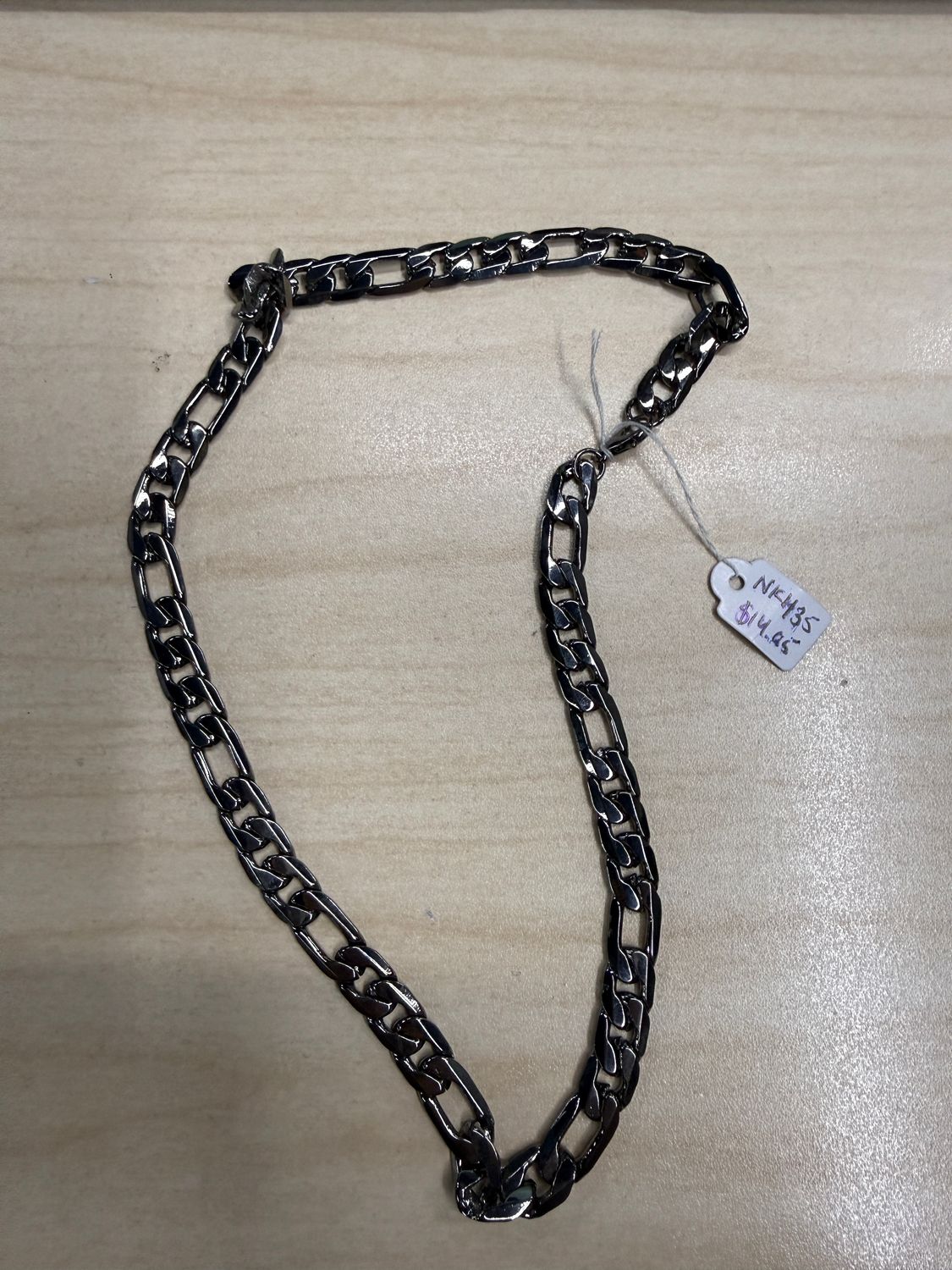 Dark Silver Flat Chain Necklace
