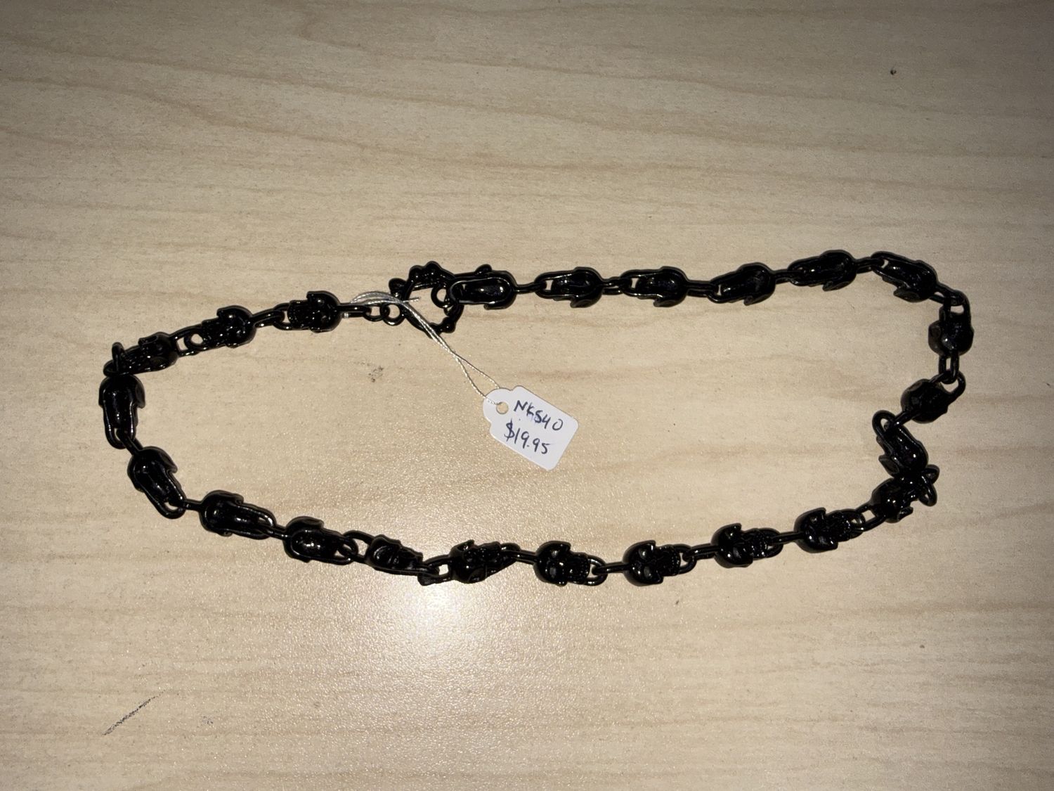 Black Skull Link Bone &amp; Loop Necklace