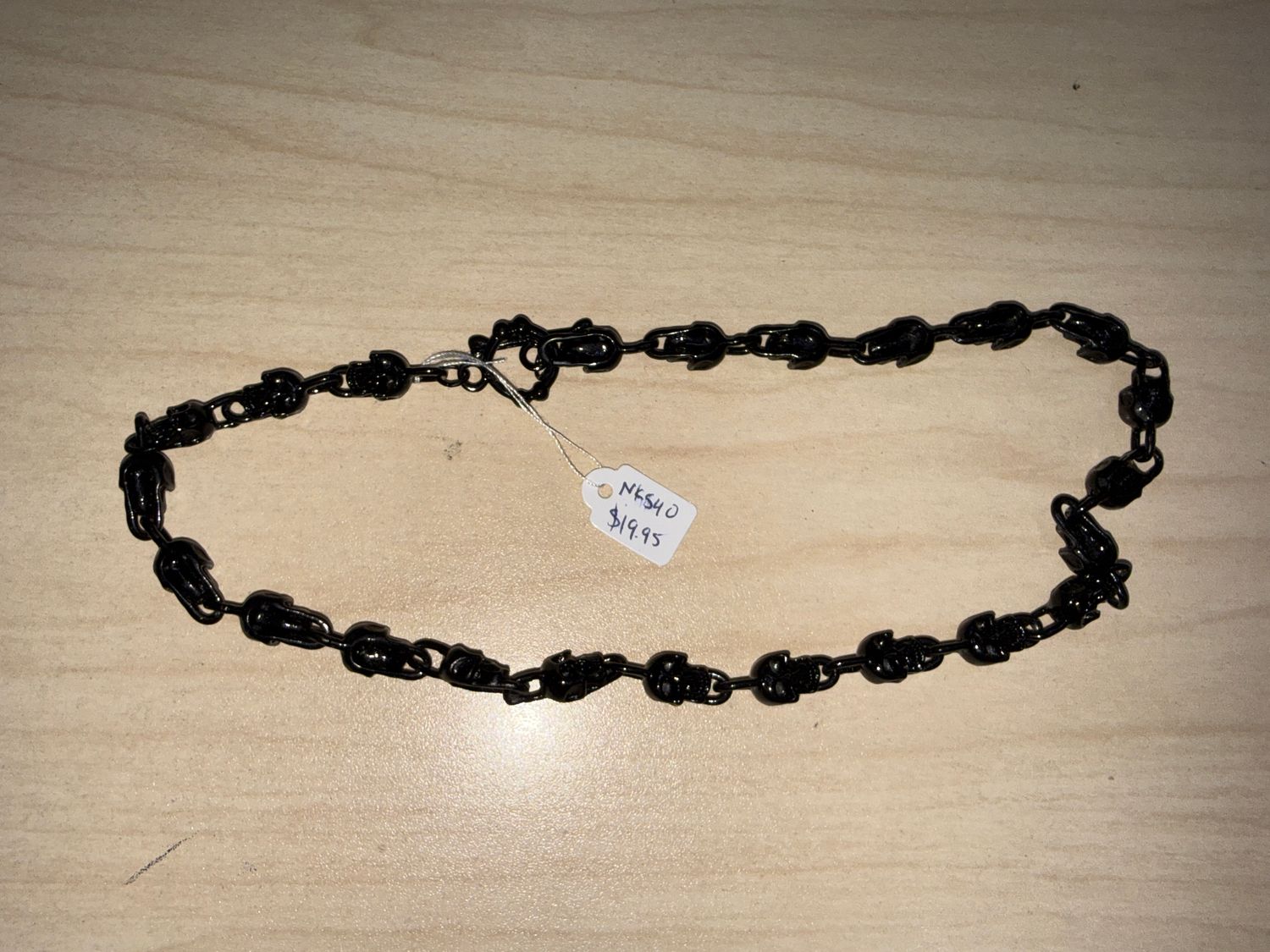 Black Skull Link Bone &amp; Loop Necklace