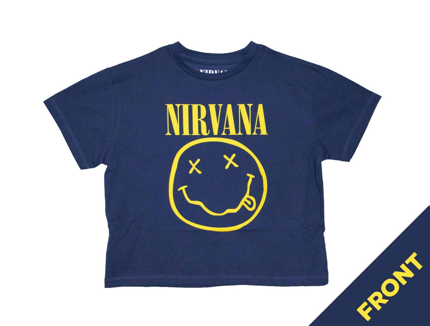 Nirvana - Smiley Flower Sniffin' Women's Crop - NAVY
