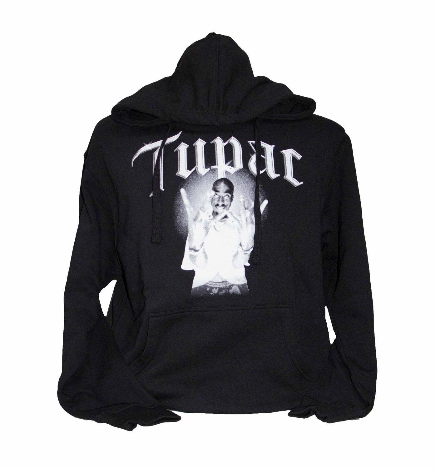 Tupac - "W" B&amp;W Photo Pullover Hoodie - BLK