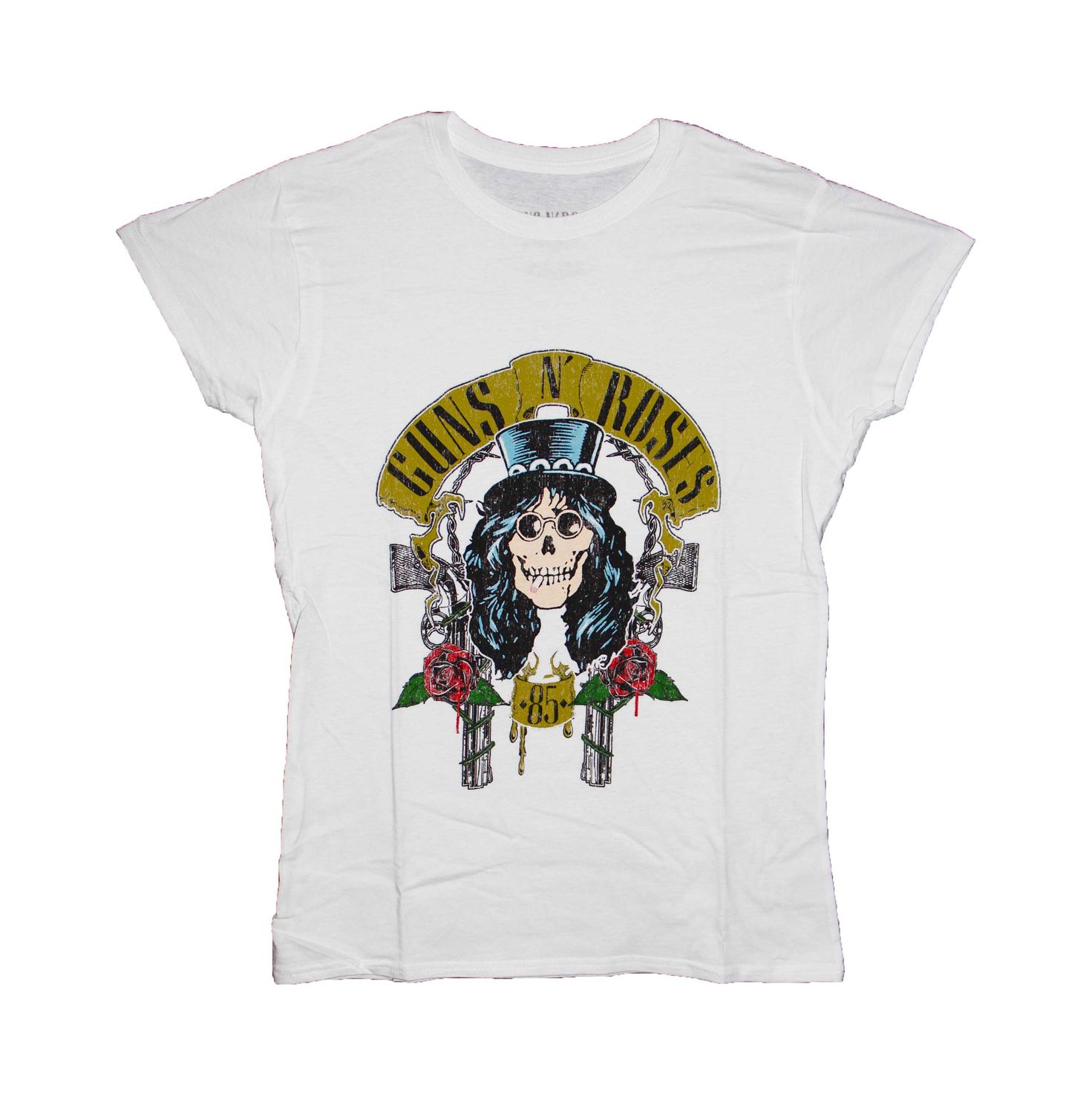 Guns N Roses - Slash Skull 1985 Women's Tee - WHT