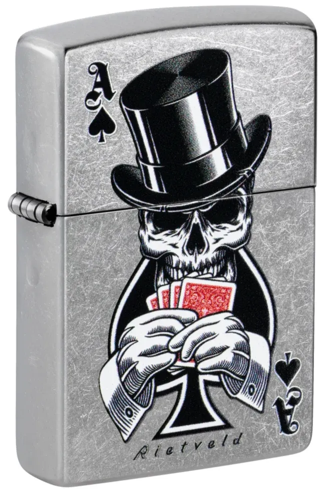 47112 Rick Rietveld Tophat Cards Skull Zippo Lighter