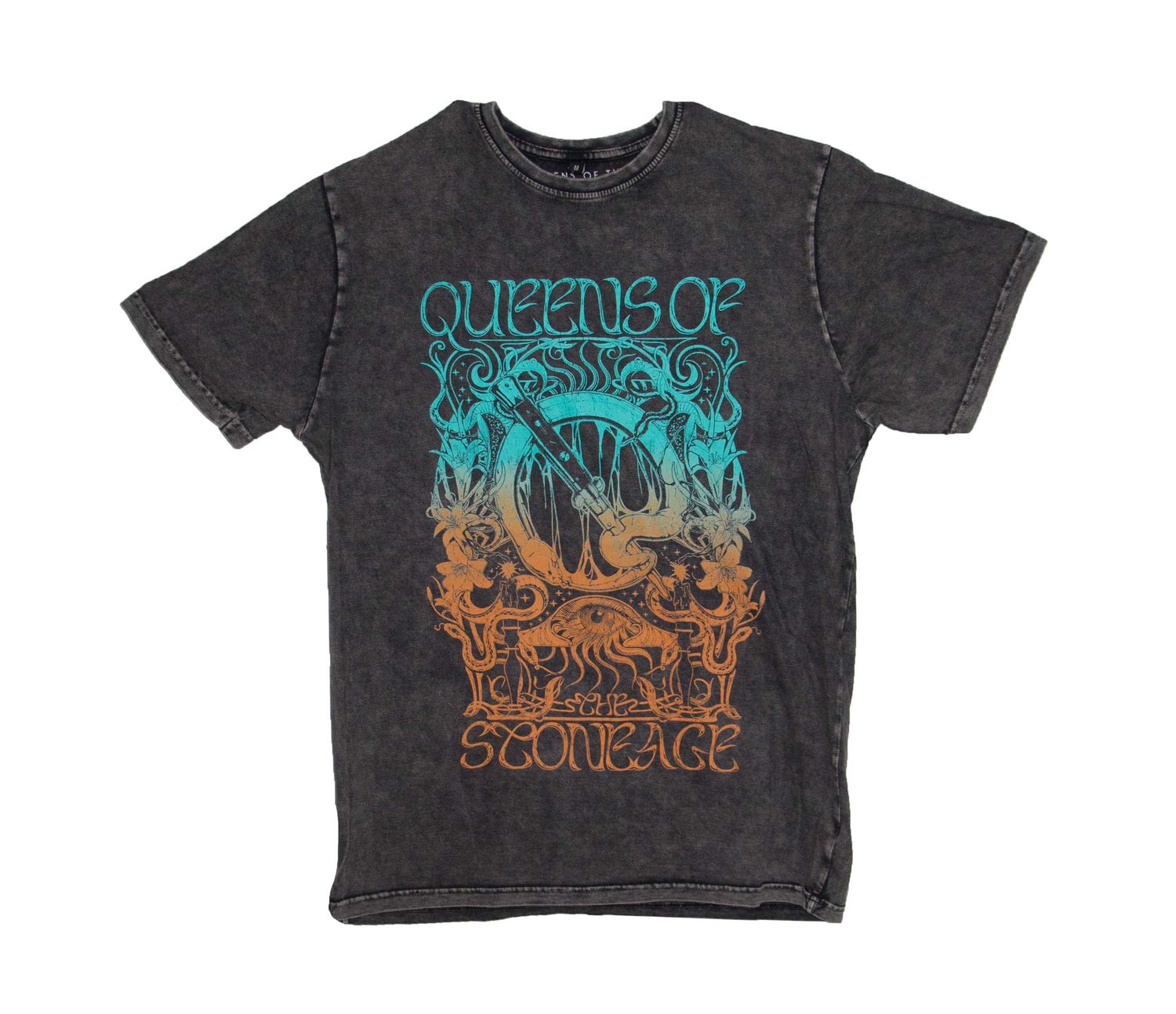 Queens of the Stone Age - Teal/Orange Montage - STONEWASH CHARCOAL