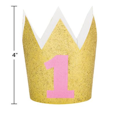 HAT CROWN MINI 6/1 PINK GLITTER