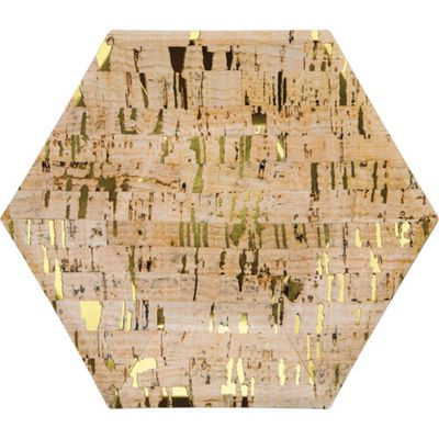 PLATE 8 SHP HEX FOIL 6/8CT CORK GOLD