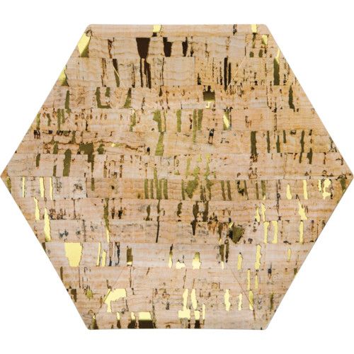 PLATE 8 SHP HEX FOIL 6/8CT CORK GOLD