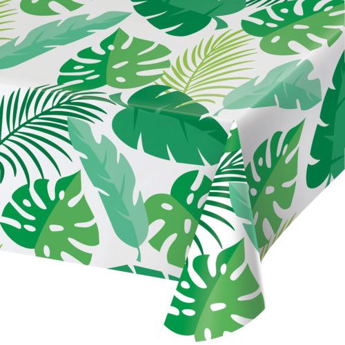 TABLE CLOTH  PLASTIC  1 54X108 PALM LEAVES