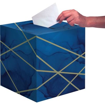 BOX CARD 6/1CT 12" NAVY GOLD GEODE