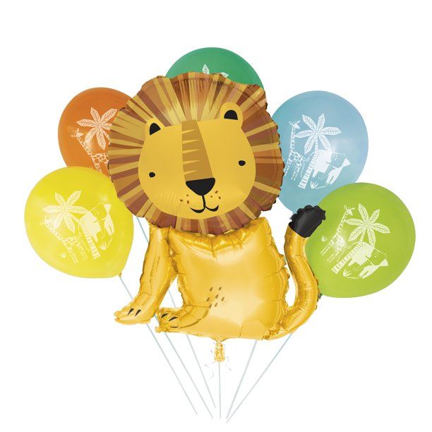 Giant Foil Lion &amp; Latex Balloon Bouquet