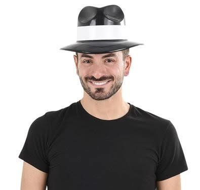 BLACK GRAND GANGSTER HAT W/BAND