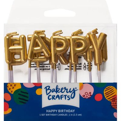Gold Happy Birthday Letters Specialty Candles