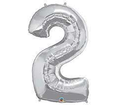NUMBER TWO SILVER 34" BALLOON NUMBER TWO SILVER 34" BALLOON