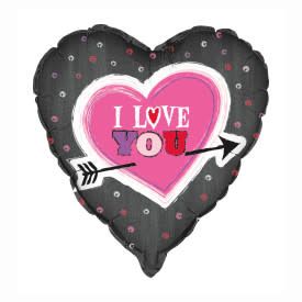 I Love You Arrow Heart Foil Balloon 18&quot;, Bulk