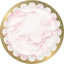 PAPER PLATE 9” 8CT FOIL PINK MARBLE
