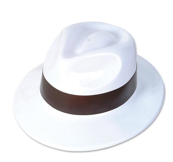WHITE GRAND GANGSTER HAT W/BAND 24/27/41