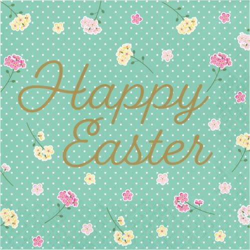 LUNCH NAPKINS 12/16CT 2P FLORAL TEA PARTY EASTER