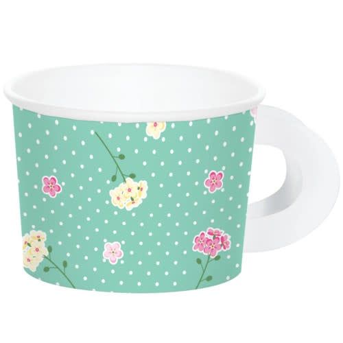 TEACUP W/HANDLE 8CT ASST FLORAL TEA PARTY