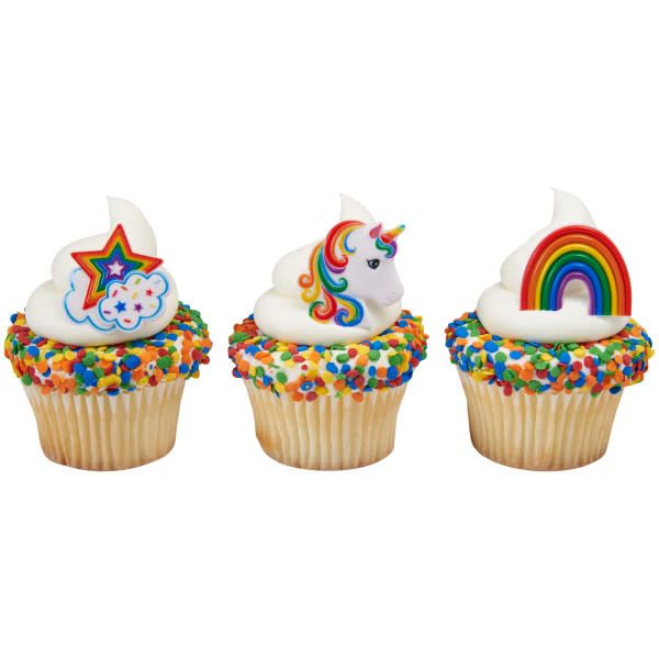 Rainbow Unicorn Assortment Cupcake Rings 3/pkt Rainbow Unicorn Assortment Cupcake Rings 3/pkt