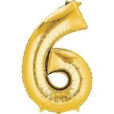 NUMBER SIX METALLIC GOLD 34" BALLOON NUMBER SIX METALLIC GOLD 34" BALLOON