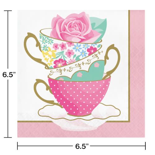 LUNCH NAPKINS 16CT 2P FLORAL TEA PARTY TEACUP