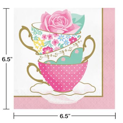 LUNCH NAPKINS 16CT 2P FLORAL TEA PARTY TEACUP