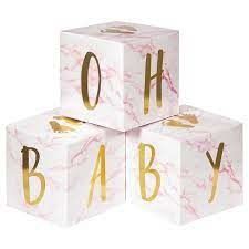Center Piece BABY BLOCKS 3CT FOIL PINK MARBLE Center Piece BABY BLOCKS 3CT FOIL PINK MARBLE