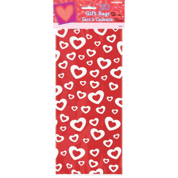 Hearts Afire Cellophane Bags, 20ct