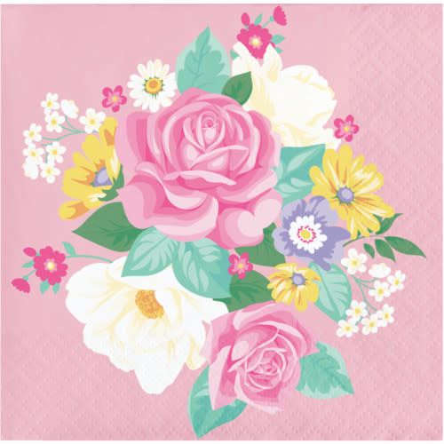 BEVERAGE NAPKIN 16CT 2P FLORAL TEA PARTY