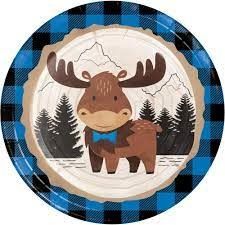 PAPER PLATE 9&quot; 8CT MOOSE BUFFALO PLAID